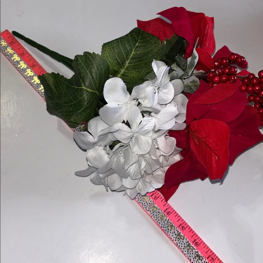 Poinsettia Bushes White Hydrangeas Holiday Red Poinsettia & Berry Set of 5